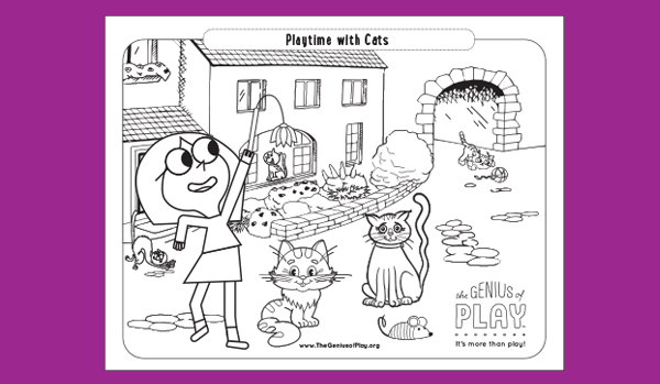 Playtime with Cats Coloring Sheet