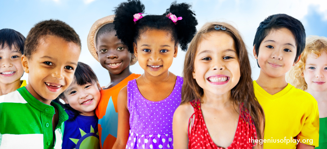 group of young multi-cultural diverse children smiling